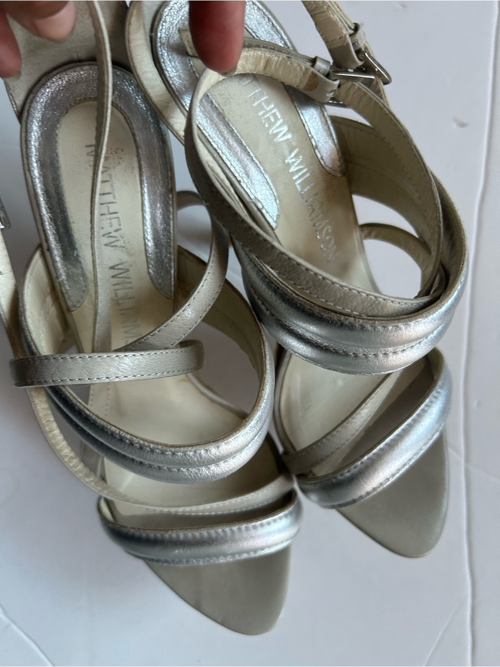 Matthew Williamson Metallic Silver Strappy Heeled Sandals